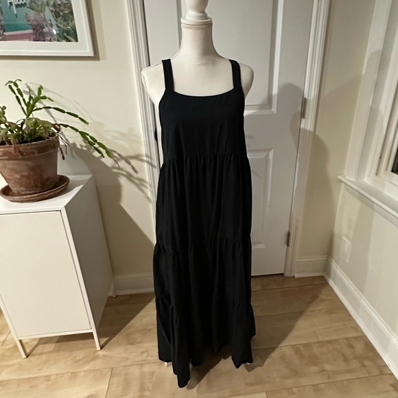 The Drop Brit Tiered ankle maxi tent dress black size medium - Picture 6 of 11